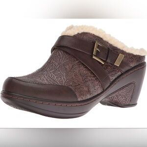 JBU Sweden Womens Memory Foam Wedge Marie Jane Clogs Leather Brown Size 11 M